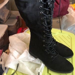 COPY - Super cute new black lace up thigh boots
